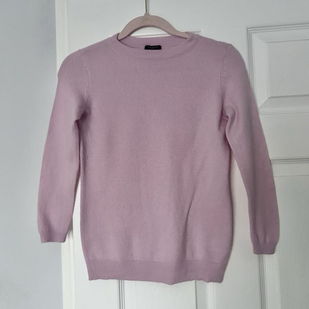 Talbots Womens S 100% Cashmere Crew Neck Pink Sweater Lux